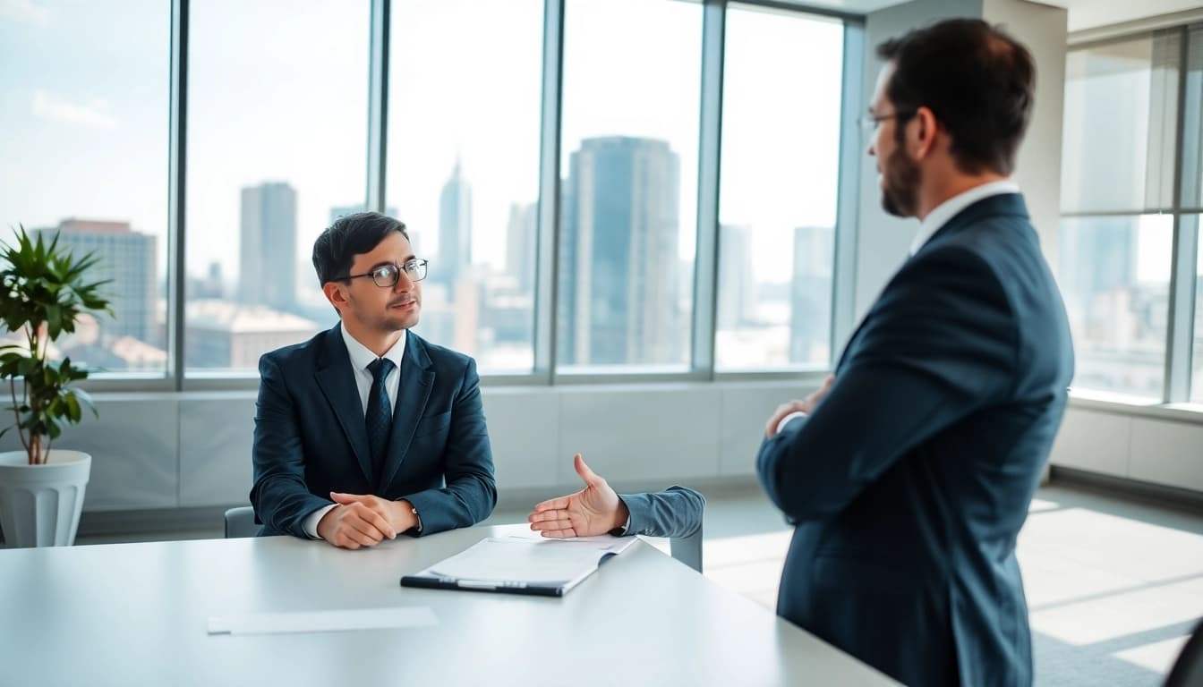 Engaging headhunter Außendienst in a professional consultation showcasing expertise.