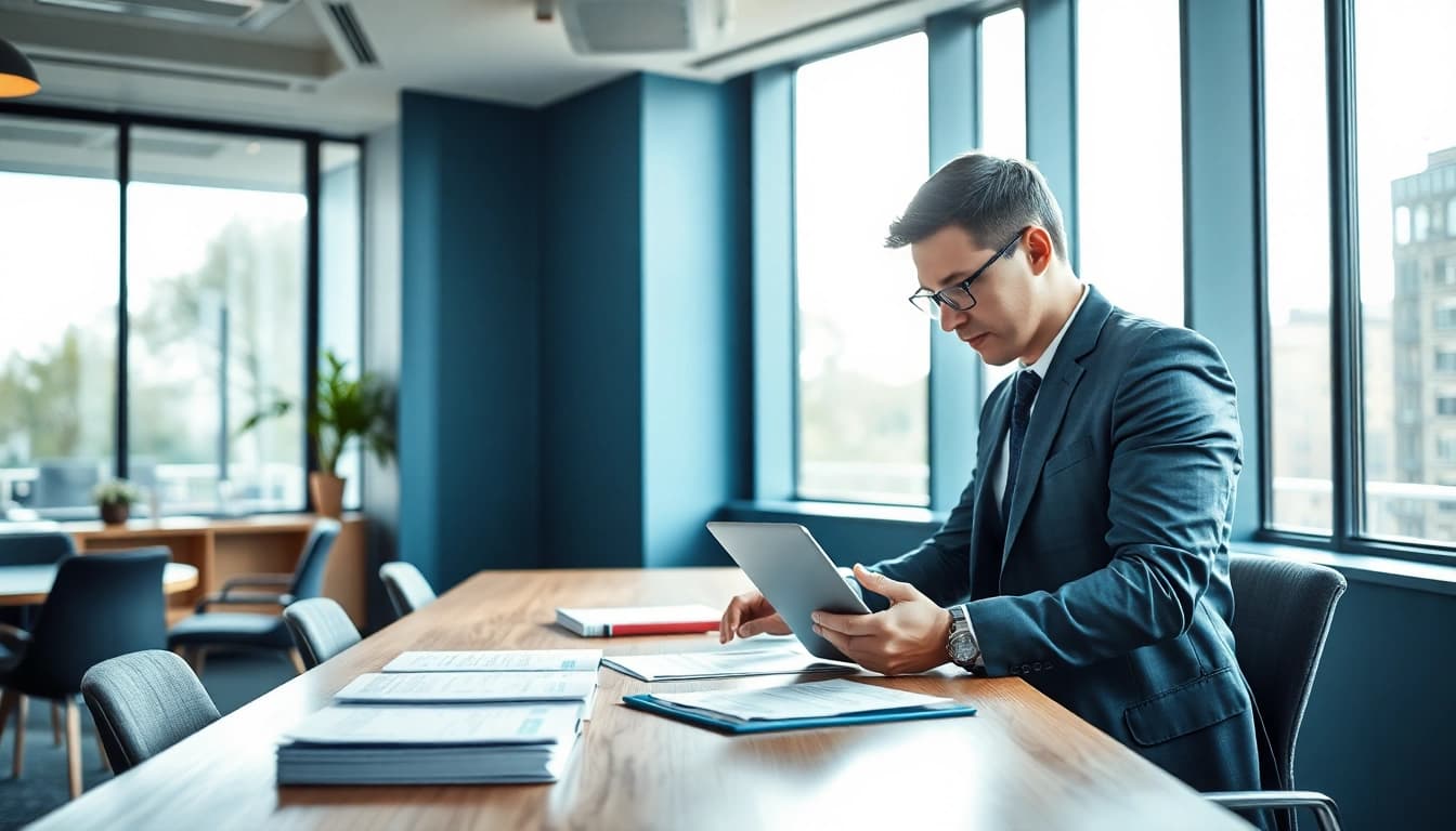 Headhunter Gastronomie analysiert Bewerbungsunterlagen in modernem Büro.