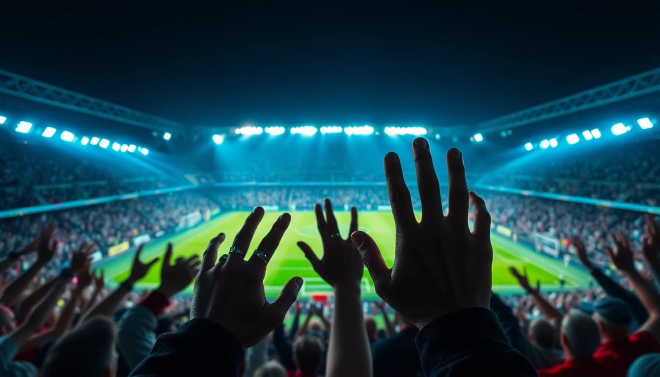 Erleben Sie die Aufregung bei sportwetten ohne lizenz im Fußballstadion mit jubelnden Fans und spannenden Wettmomenten.