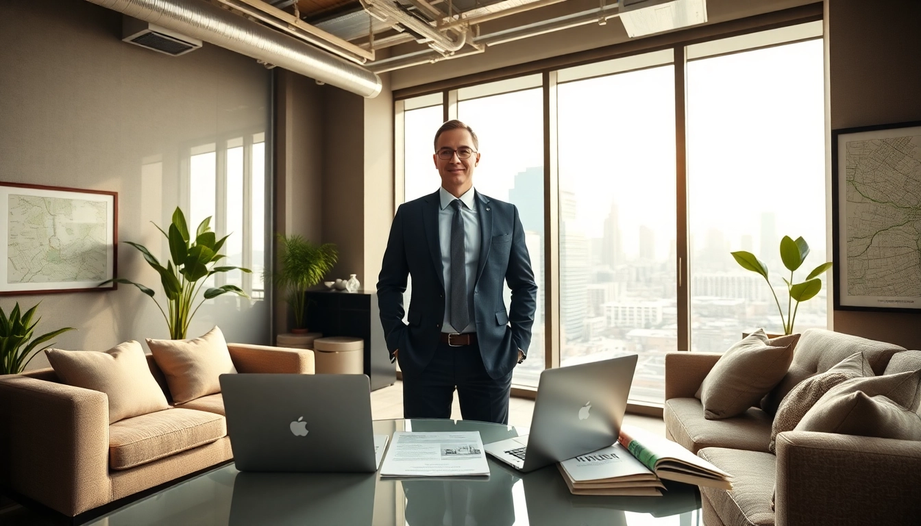 Immobilienmakler Frankfurt Sachsenhausen präsentiert professionelle Beratung in einem modernen Büro.