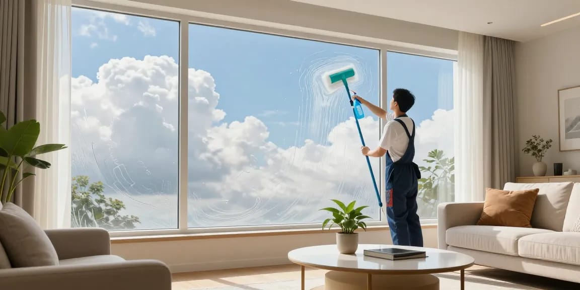 Professional window cleaning in Bern highlighting spotless fensterreinigung bern service in a bright home.