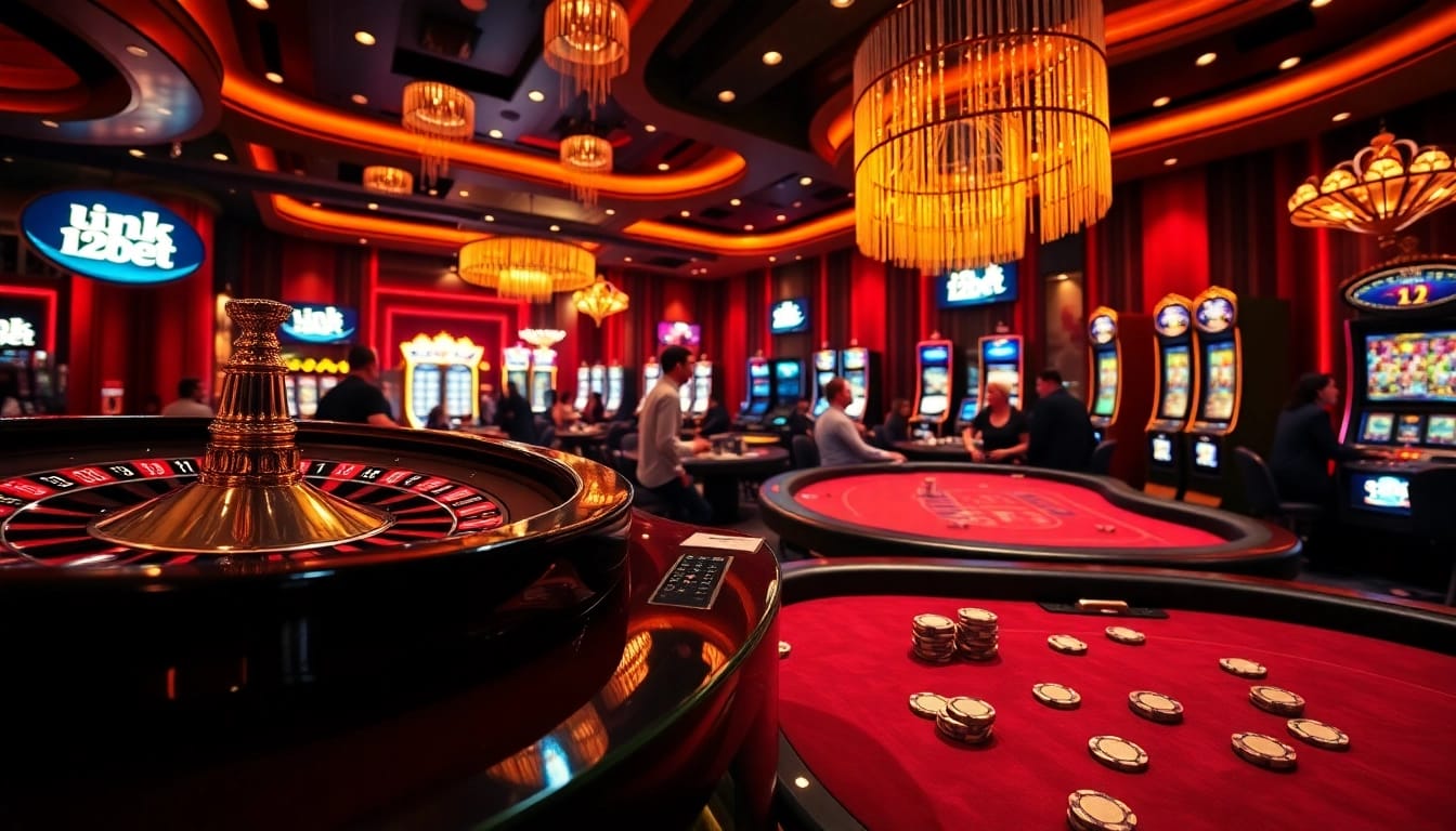 Experience thrilling gameplay at link 12bet with exciting casino tables and vibrant gambling atmosphere.