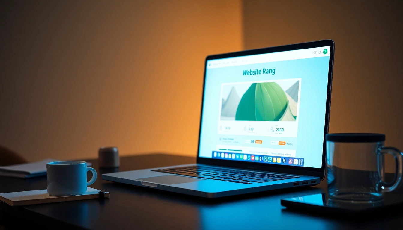 Analysiere den Web-Rang mit einem modernen Ranking-Checker auf dem Laptop.