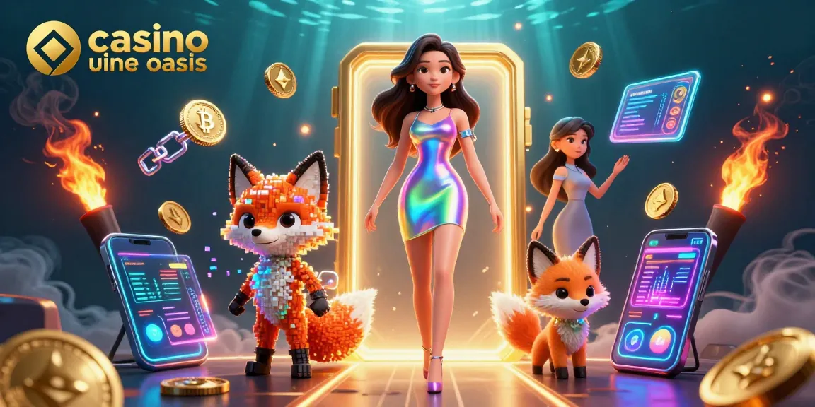 Experience the thrill of casino ohne oasis with vibrant 3D characters and glowing crypto elements.