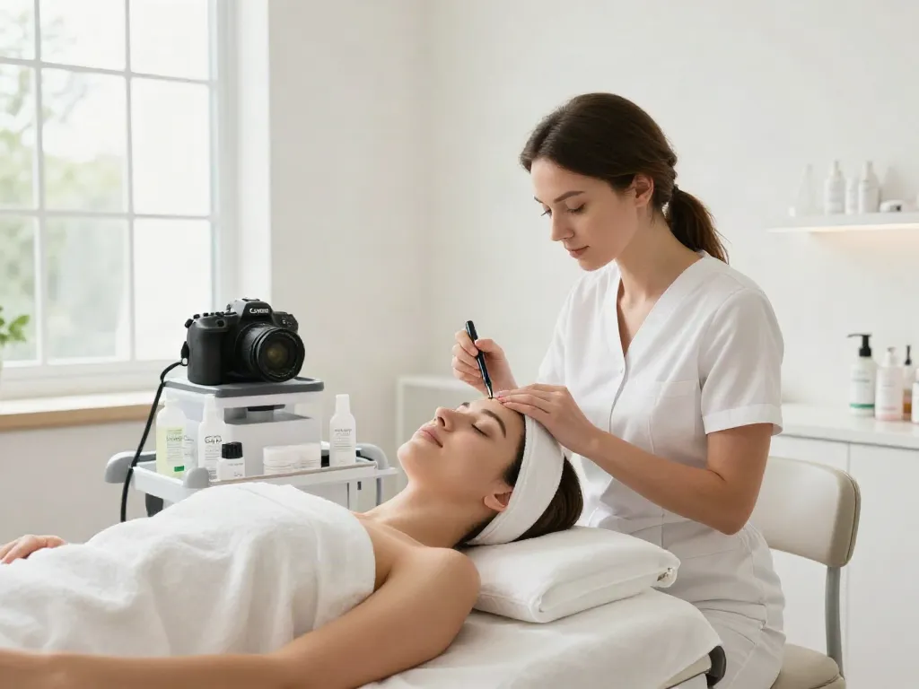 Augenringe abdecken mit CCeye Behandlung in einem harmonischen Wellness-Studio.