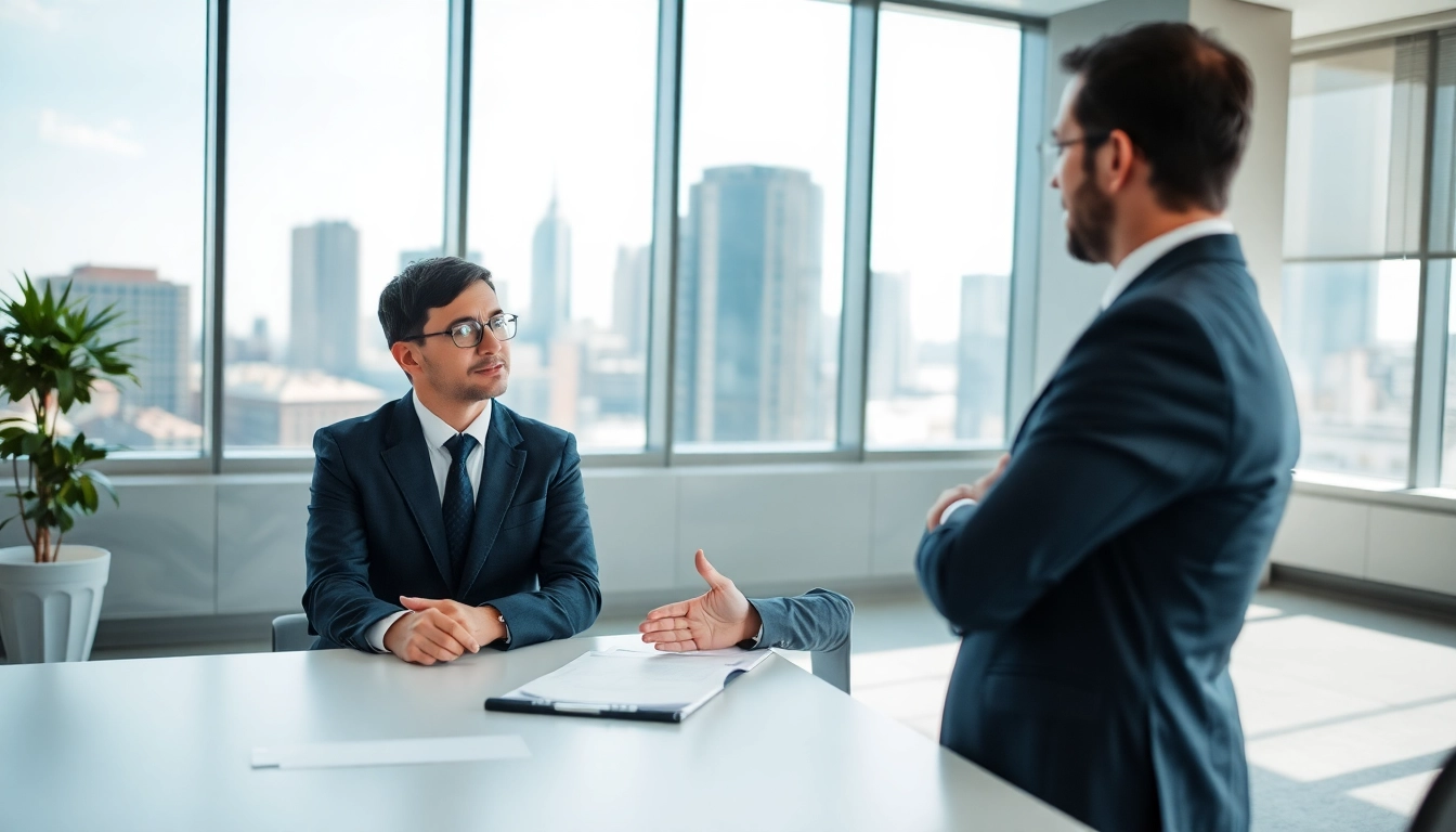 Engaging headhunter Außendienst in a professional consultation showcasing expertise.