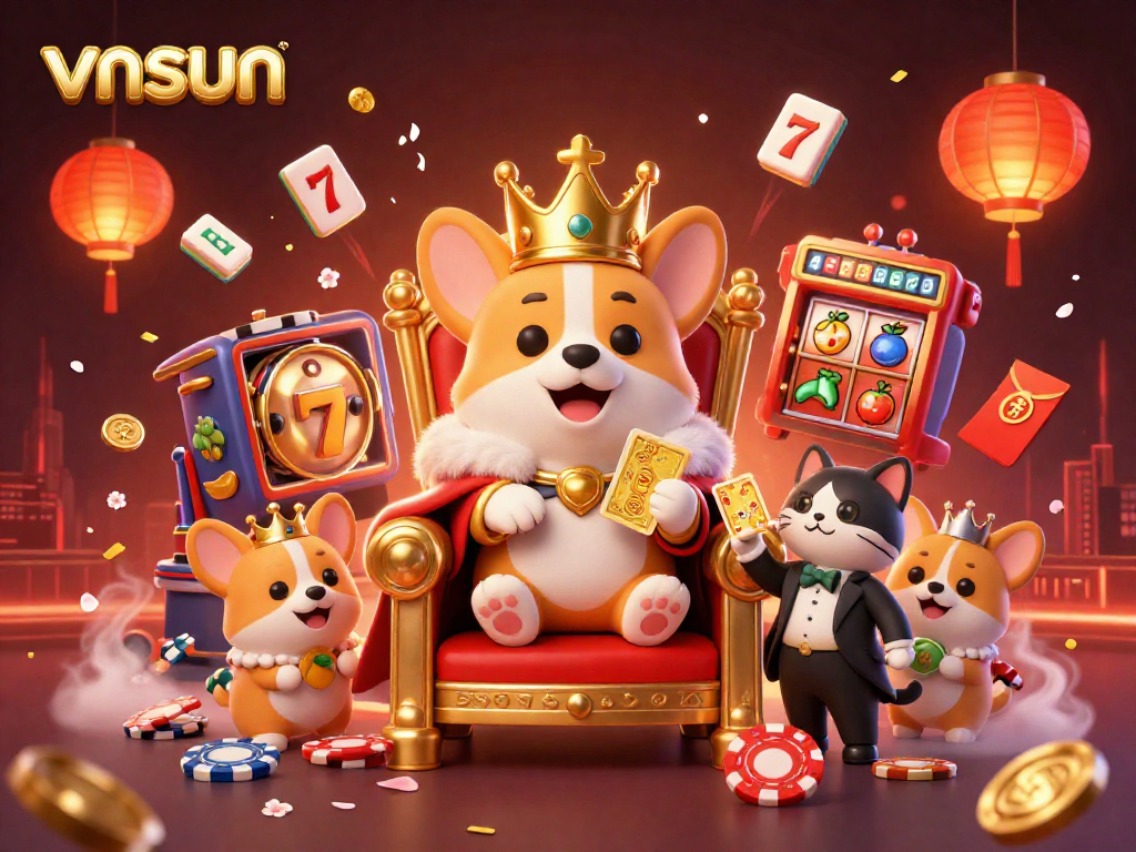 Step into the vibrant world of vnsun as lively 3D characters engage in an animated casino atmosphere.