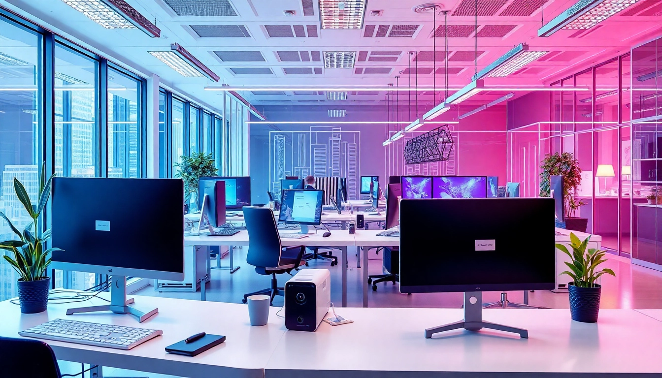 Professionelle Büroansicht, die den Workflow bei SEO.my zeigt und moderne Technologien präsentiert.