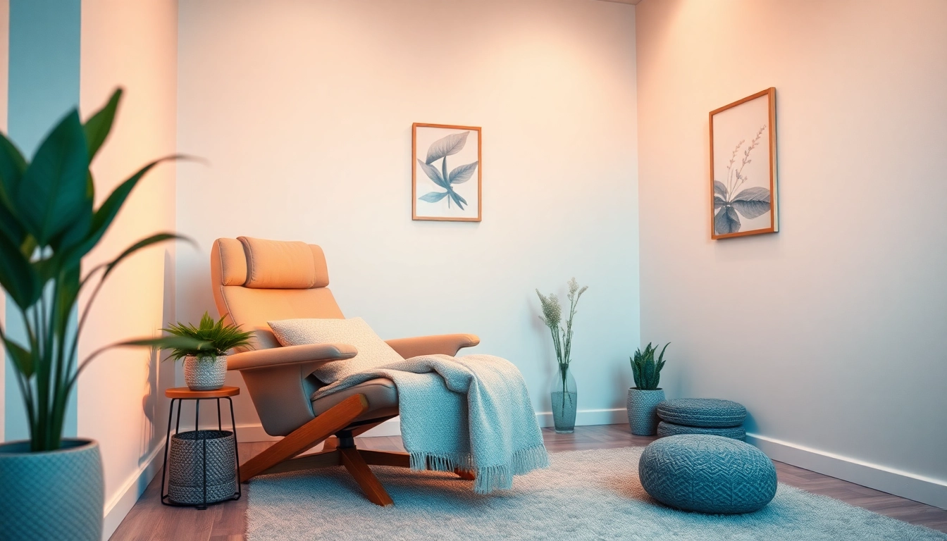 Experience tranquility at the Hypnoseinstitut, featuring a calming therapy room for mental wellness.