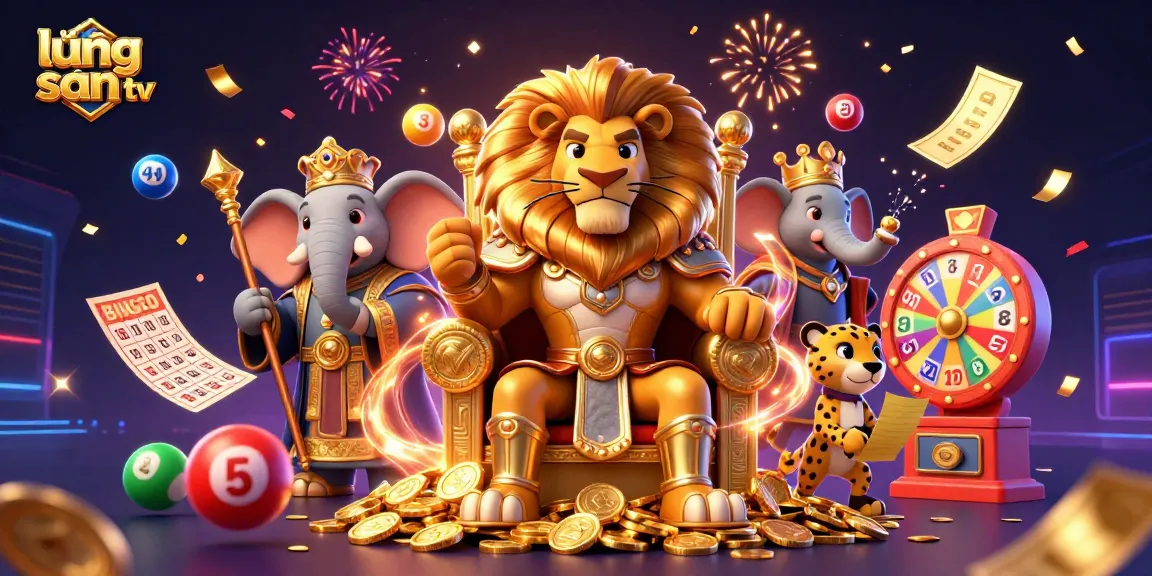 Lập kế hoạch với lương sơn tv: engaging 3D casino scene showcases a lion king and dynamic elements.