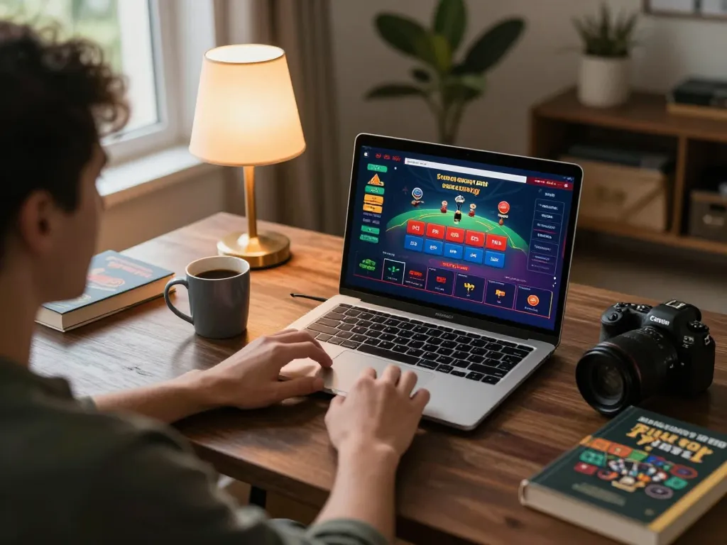 F168 player engaging in exciting live dealer games at home with a cozy setup
