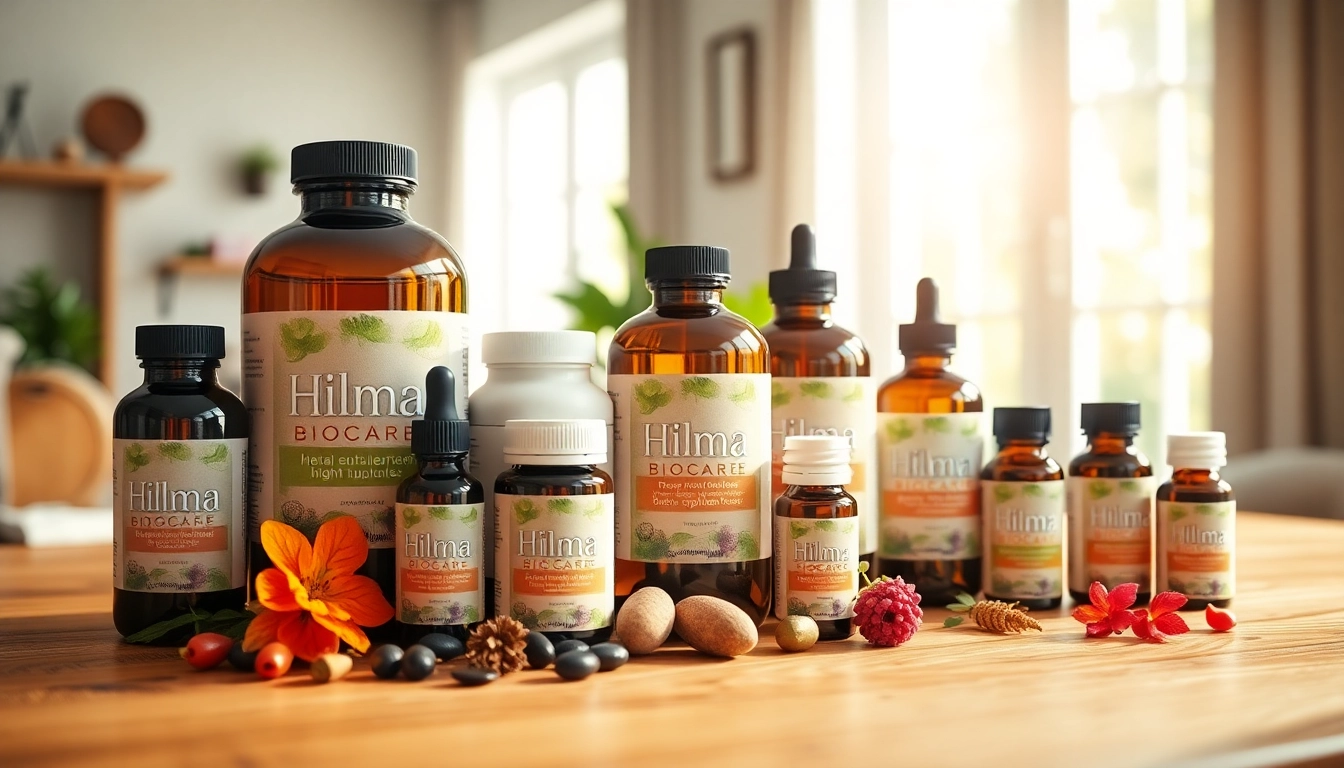 Hilma Biocare Produkte harmonisch angeordnet für ein gesundes Lebensgefühl.