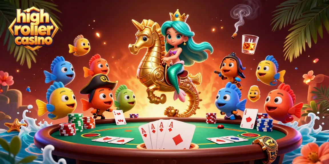 Immerse yourself in the high roller casino experience with vibrant poker chips and colorful characters.