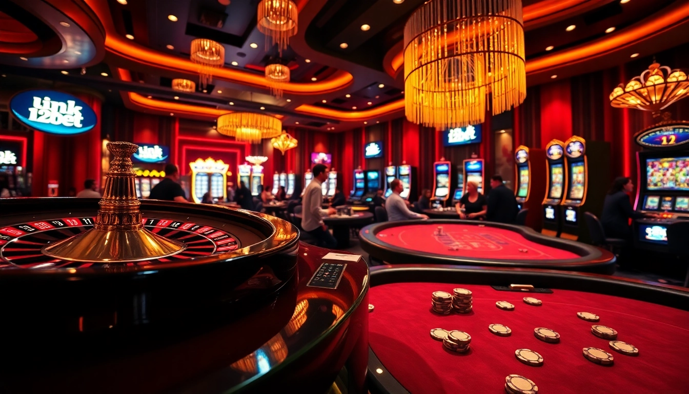 Experience thrilling gameplay at link 12bet with exciting casino tables and vibrant gambling atmosphere.
