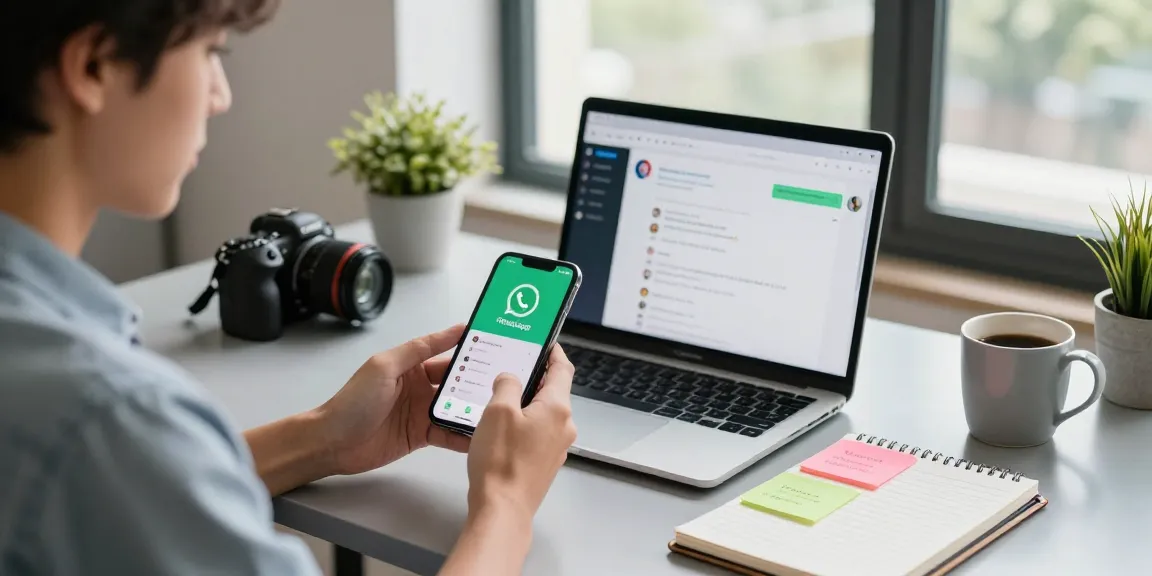 Discover the innovative FM WhatsApp download features in a modern tech workspace.
