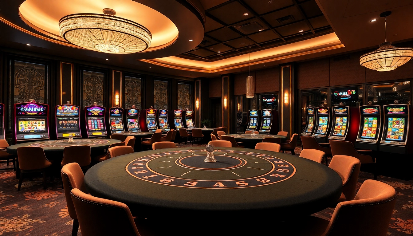 Erlebe das aufregende Ambiente eines casino online schweiz mit lebendigen Spielautomaten und eleganten Spieletischen.