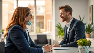 Alternativen zu Headhunting: Berater unterstützt Klienten in einer modernen Bürostimmung.