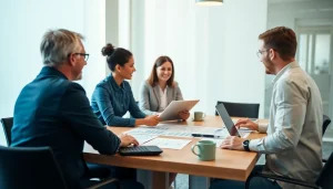 Explore the net salary in Germany with professionals calculating income in a modern office.