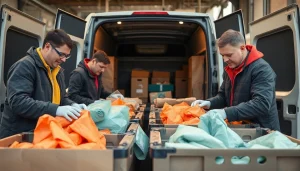 Verpackungsservice Potsdam: Fachleute packen sorgfältig Umzugsgut in Kisten.