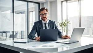 Headhunter Ingenieure konsultiert Kunden in modernem Büro, um Experten zu vermitteln.