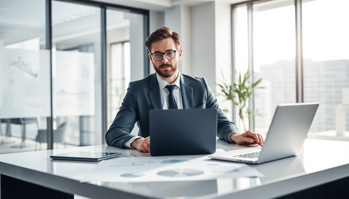 Headhunter Ingenieure konsultiert Kunden in modernem Büro, um Experten zu vermitteln.