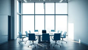 Minderwertausgleich reduzieren München: Professionelles Büro-Design mit Konferenztisch und moderner Technik für Experten.