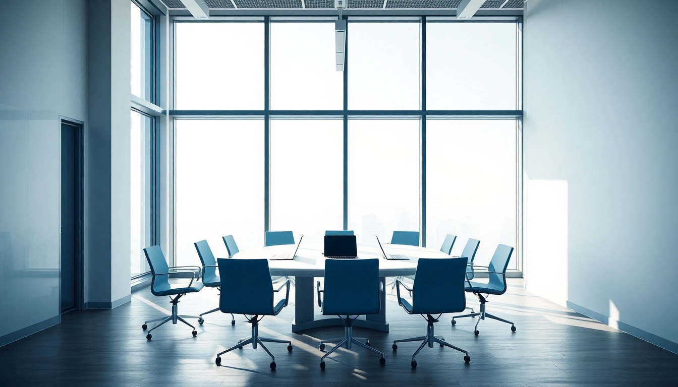 Minderwertausgleich reduzieren München: Professionelles Büro-Design mit Konferenztisch und moderner Technik für Experten.