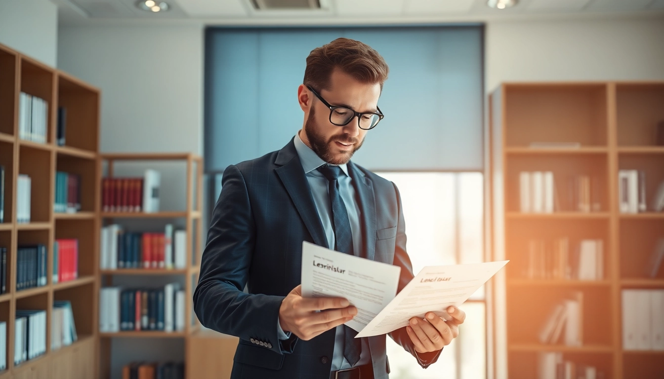 Headhunter Vertrieb analysiert Lebenslauf in modernem Büro.