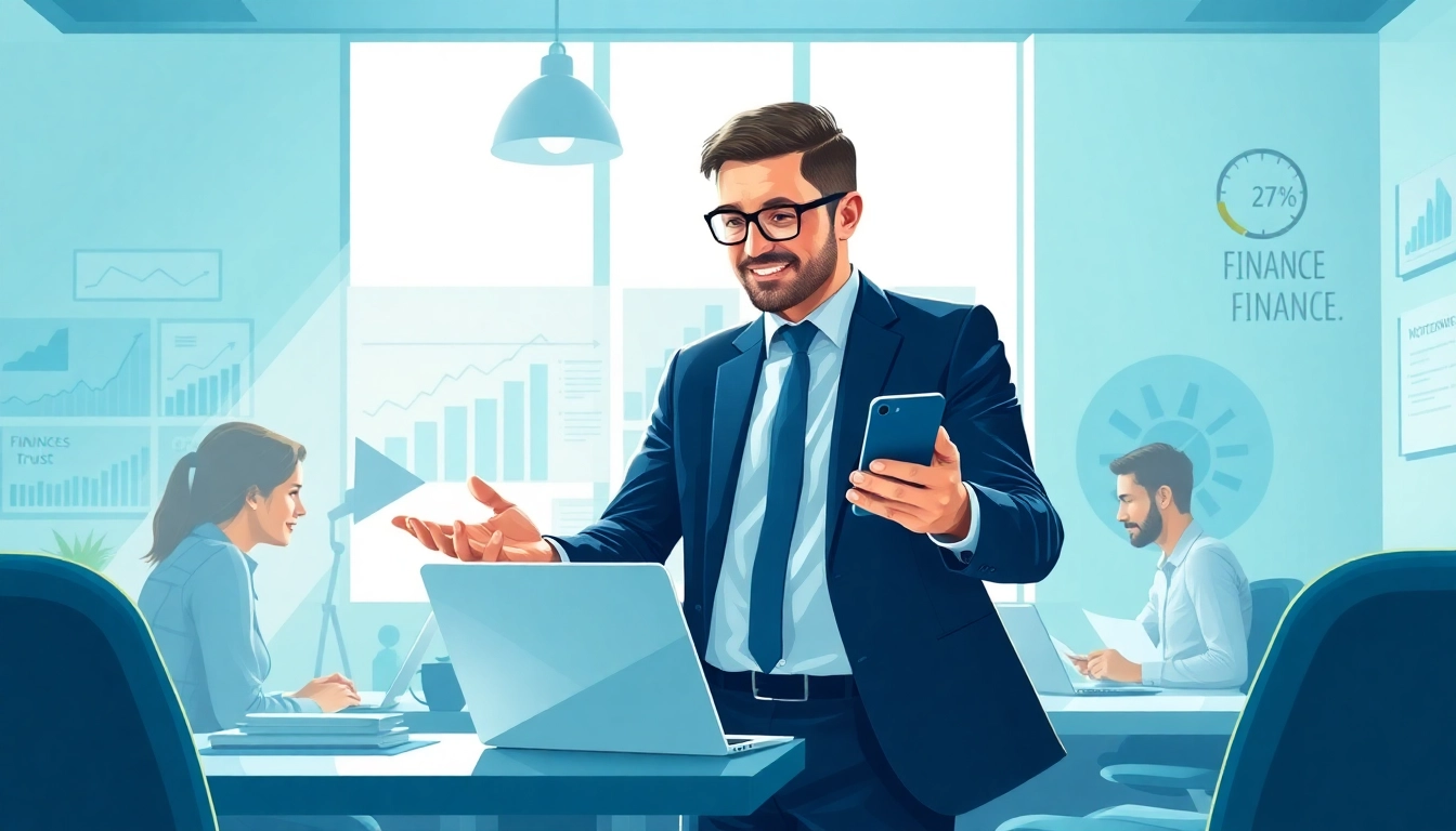 Engage in Headhunter Finance with a professional in a vibrant office.