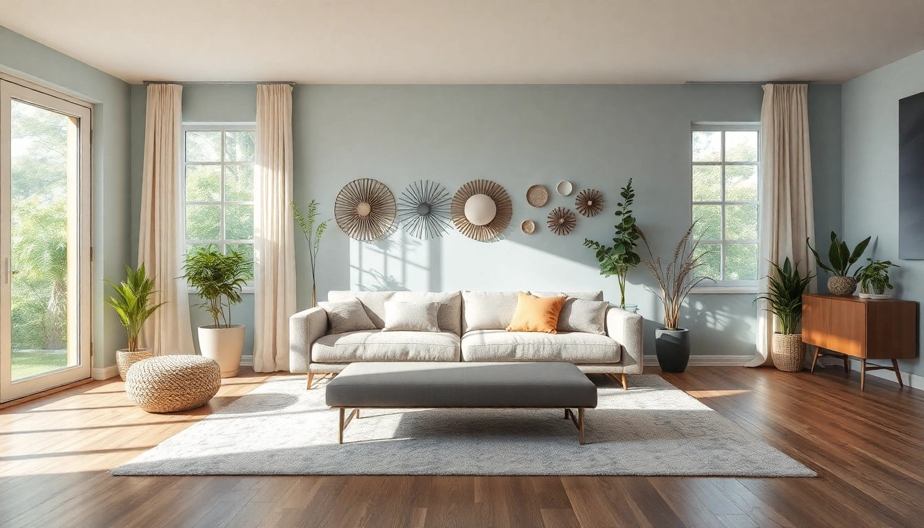 Gestalten Sie Ihr Zuhause mit kreativer Raumgestaltung in einem modernen Wohnzimmer mit Pastellfarben.