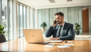 Headhunter Essen bei der Arbeit in einem modernen Büro mit dynamischer Atmosphäre.