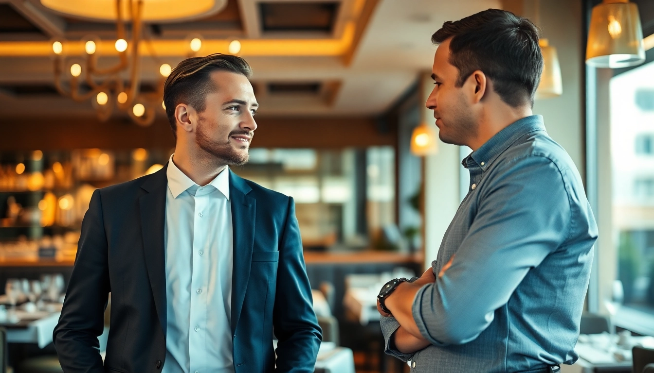 Headhunter Gastronomie berät einen Restaurantunternehmer in eleganter Umgebung.