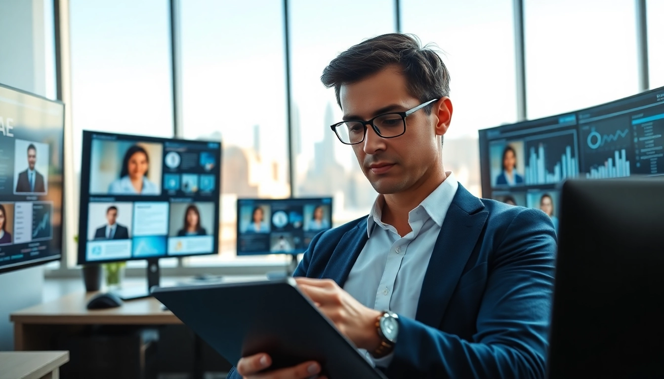 Headhunter Schweiz analysiert Kandidatenprofile in modernem Büro.