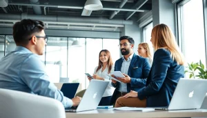 Headhunter IT berät Kunden in einem modernen Büro und zeigt professionelle Zusammenarbeit.
